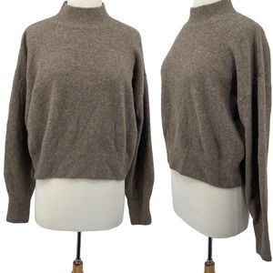 & Other Stories Wool Sweater Mock Neck Pull Over Stretchy Taupe Womens Medium